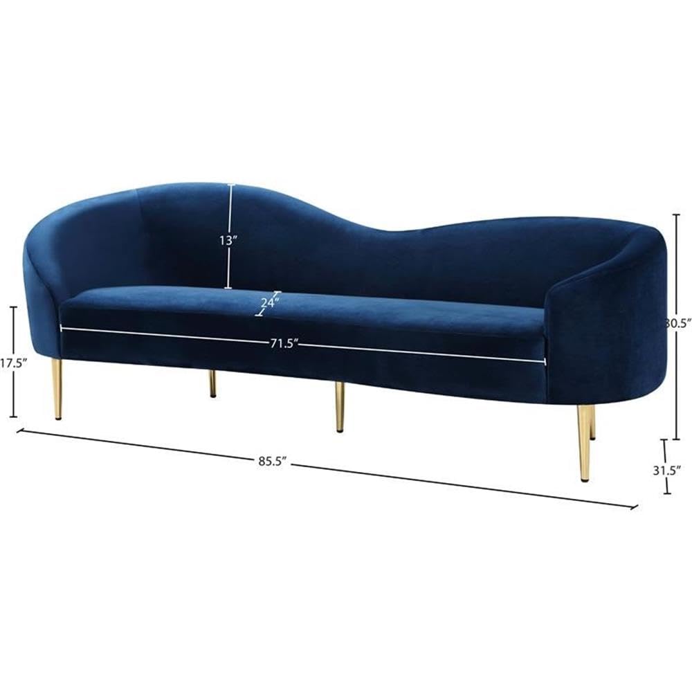 Navy Velvet Upholstered Sofa with Metal Legs S588578