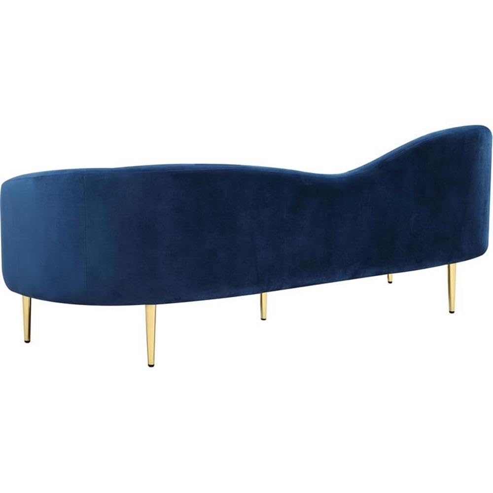Navy Velvet Upholstered Sofa with Metal Legs S588578