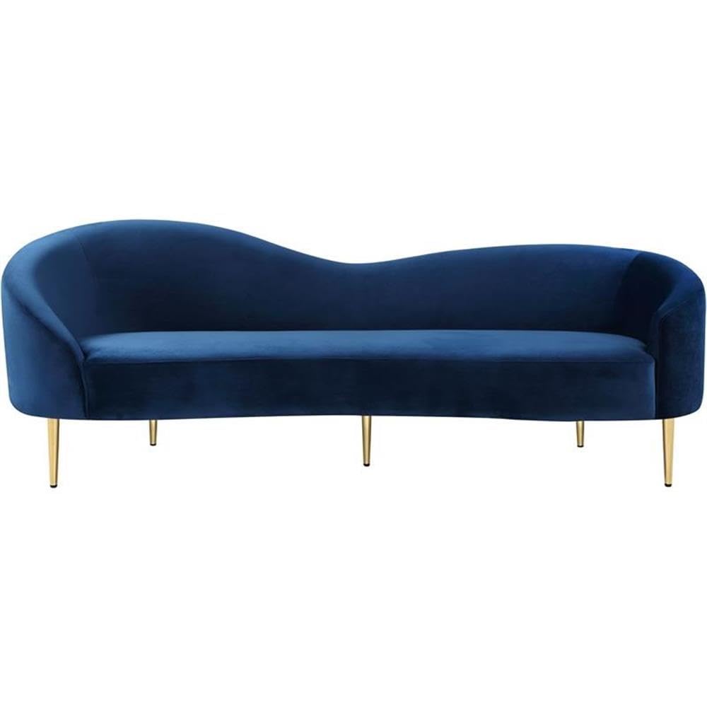 Navy Velvet Upholstered Sofa with Metal Legs S588578