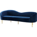Navy Velvet Upholstered Sofa with Metal Legs S588578