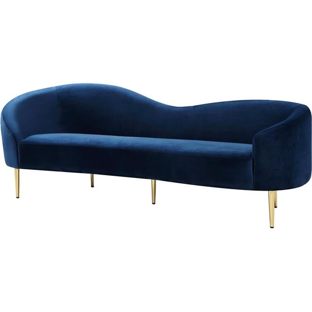Navy Velvet Upholstered Sofa with Metal Legs S588578