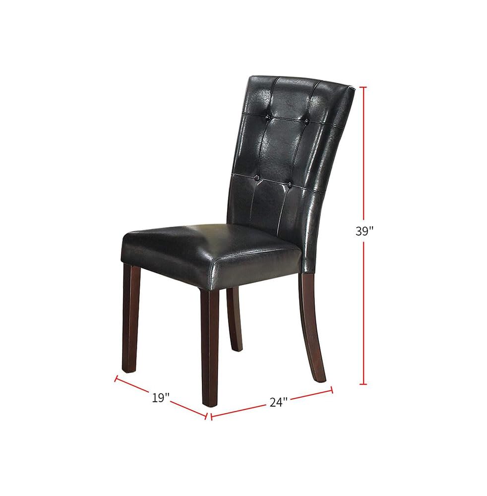 Set of 2 Black Faux Leather Tufted Dining Chairs H63497