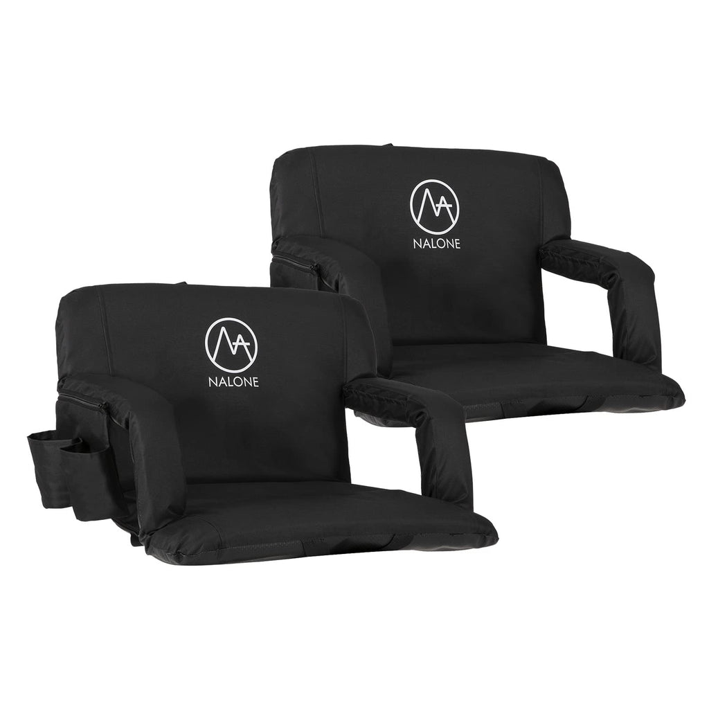 Folding Stadium Seat Set of 2, 25 inch Wide Black H619