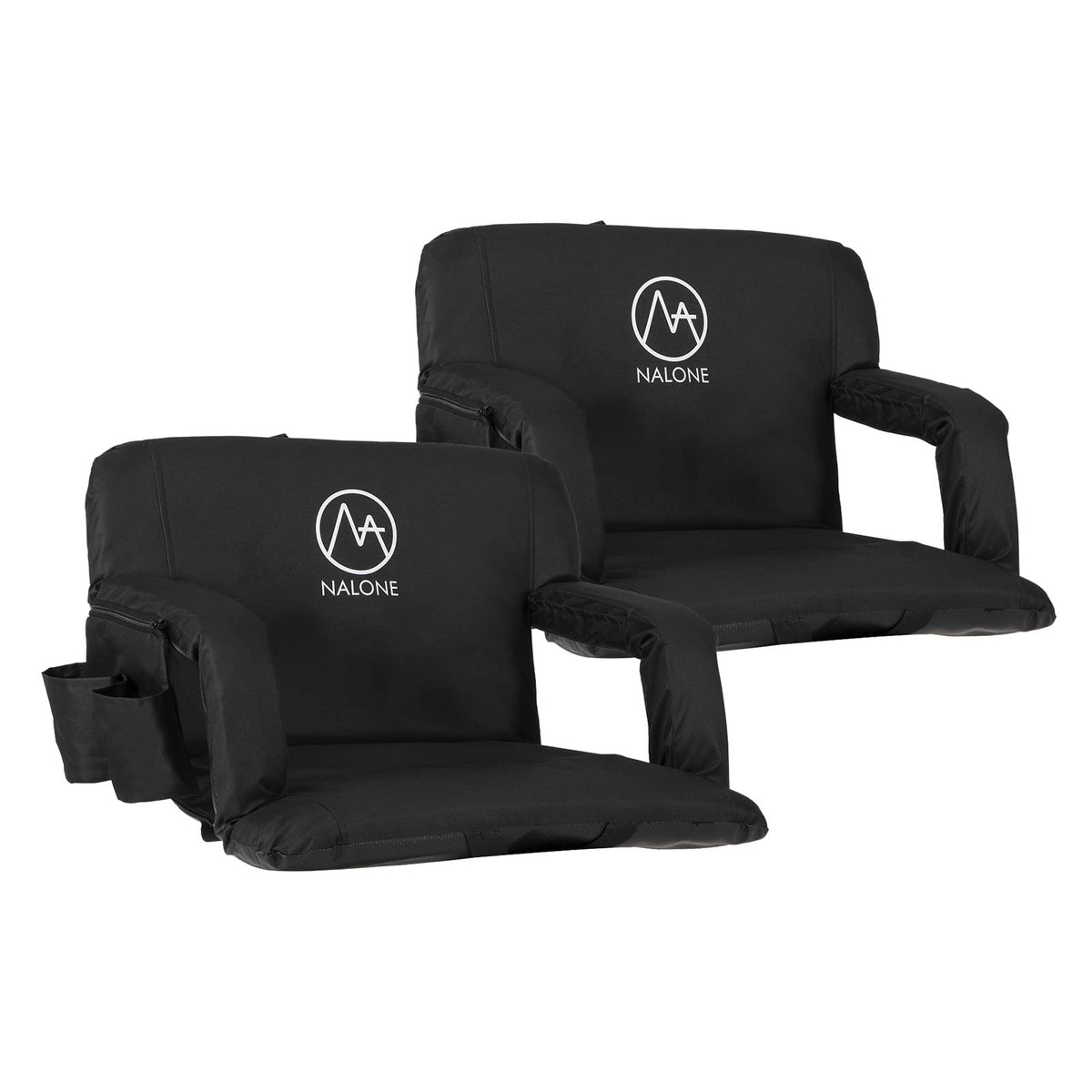 Folding Stadium Seat Set of 2, 25 inch Wide Black H619