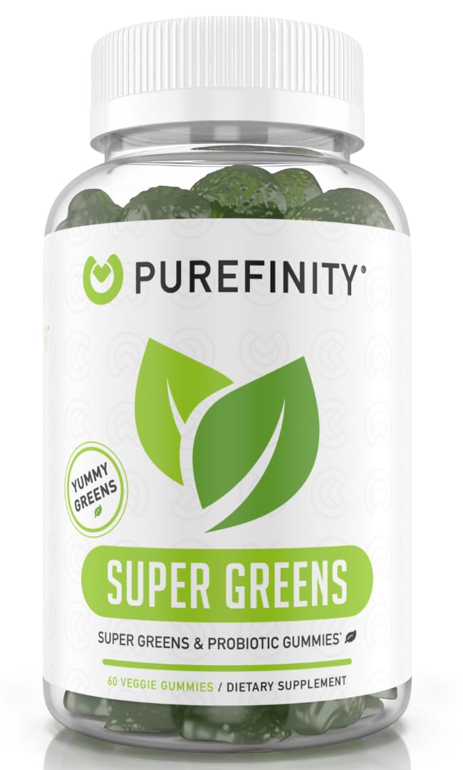 Super Greens Gummies with Spirulina, Spinach, Broccoli, Beet Root, Acai, Vegan, 60 Count Z222