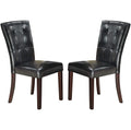 Set of 2 Black Faux Leather Tufted Dining Chairs H63497