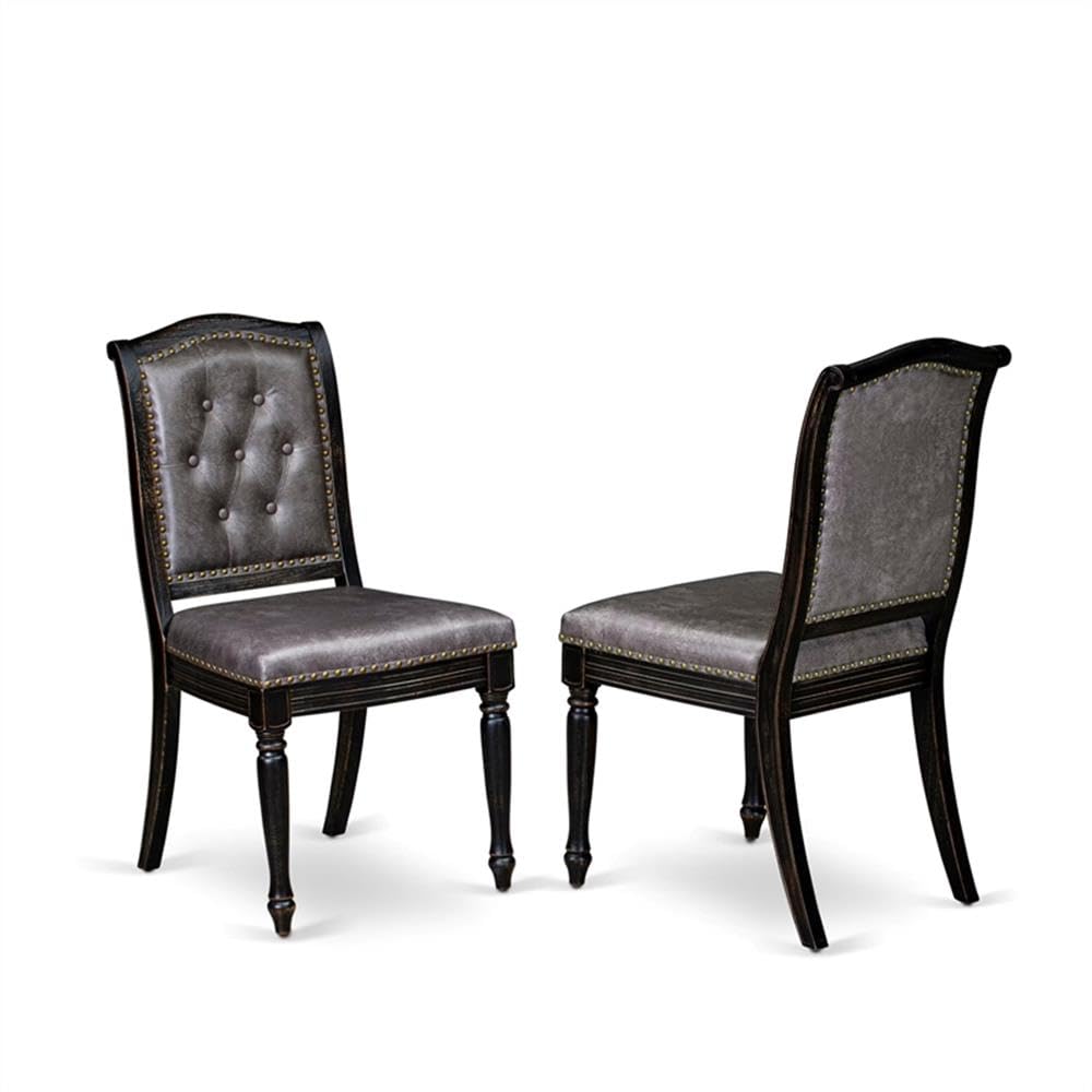 Black Acacia Wood Dining Chairs Set of 2 M344808