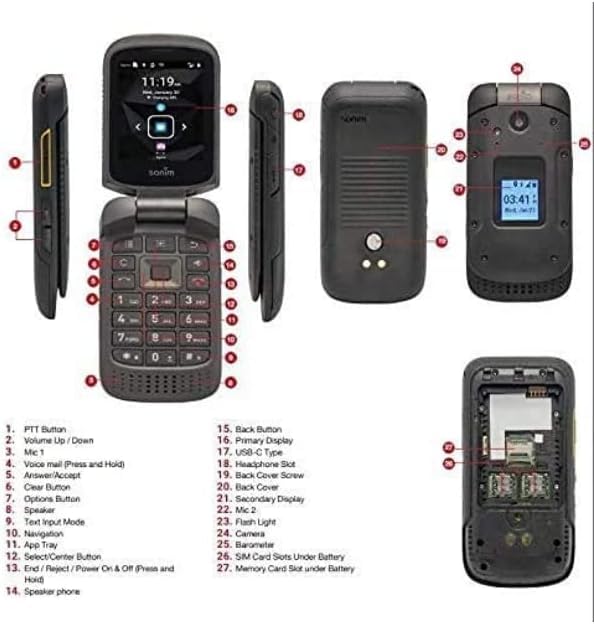 4G LTE 8GB Ultra Rugged Flip Phone Black H633224
