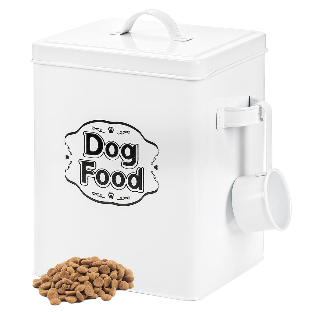 5-7 Lbs Metal Dog Food Storage Container with Lid and Scoop G2066