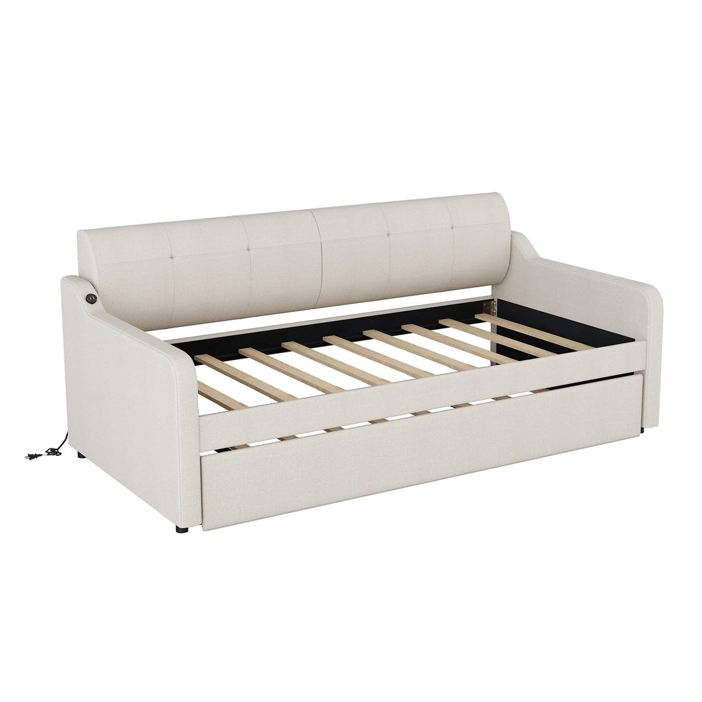 Twin Size Upholstered Daybed with Trundle H622
