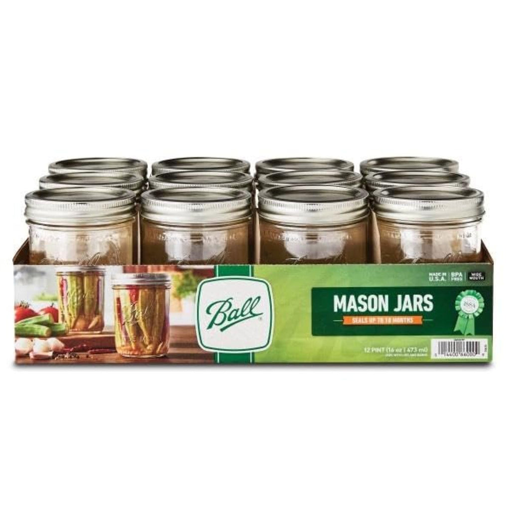 Wide Mouth Pint Canning Jars, 12 Pack, Clear N905346