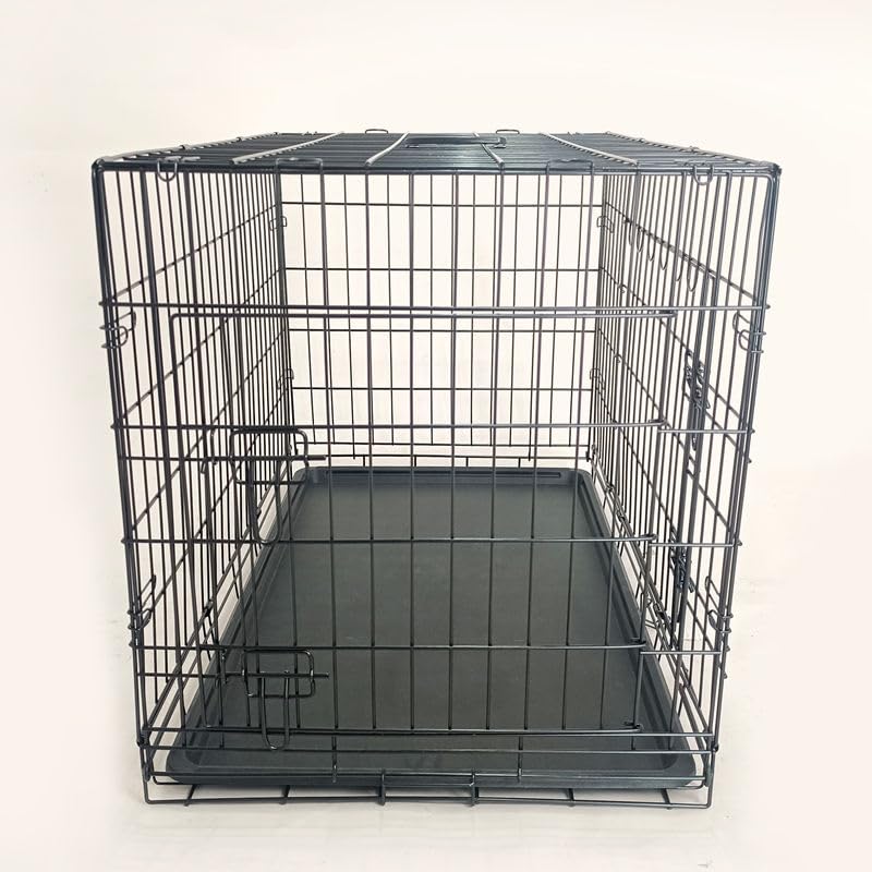24-Inch Folding Metal Dog Crate with Removable Tray W2928