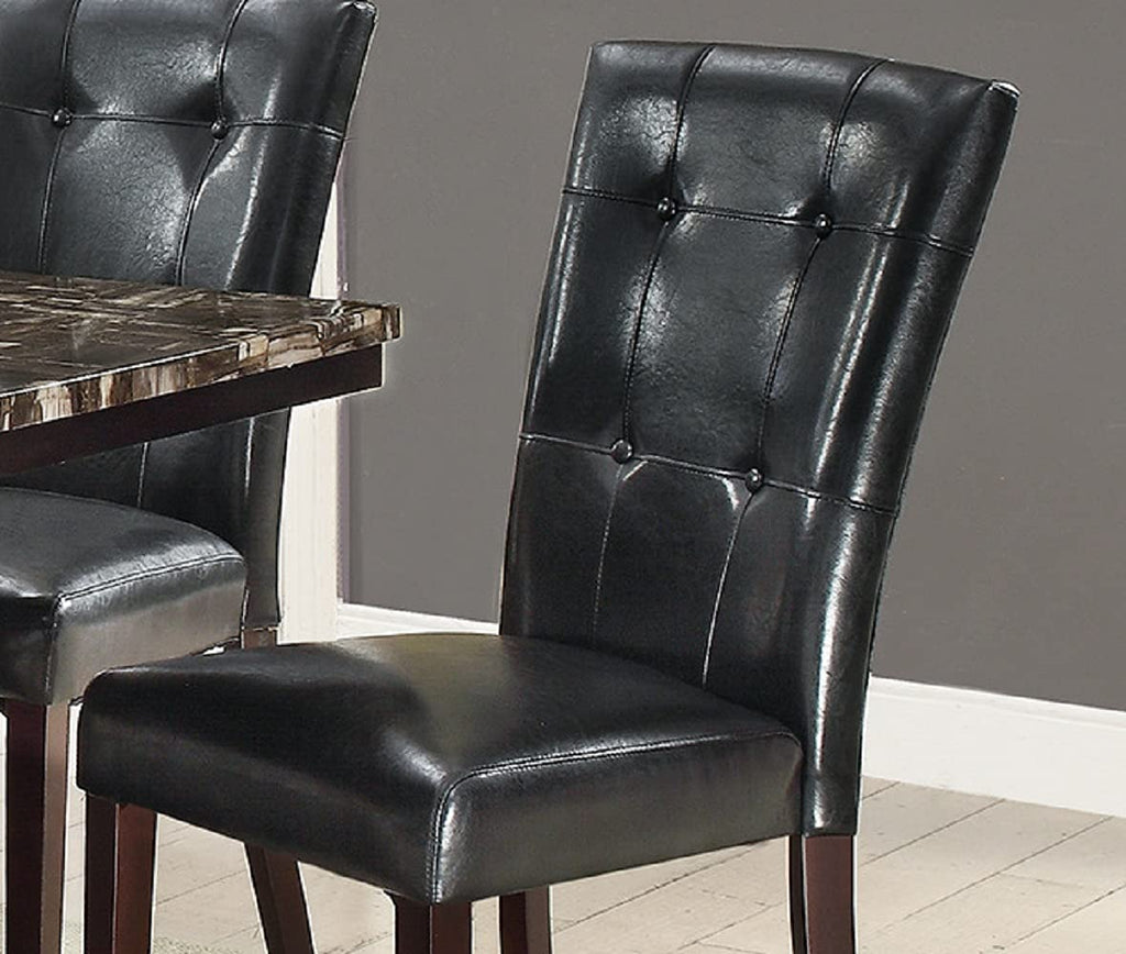 Set of 2 Black Faux Leather Tufted Dining Chairs H63497