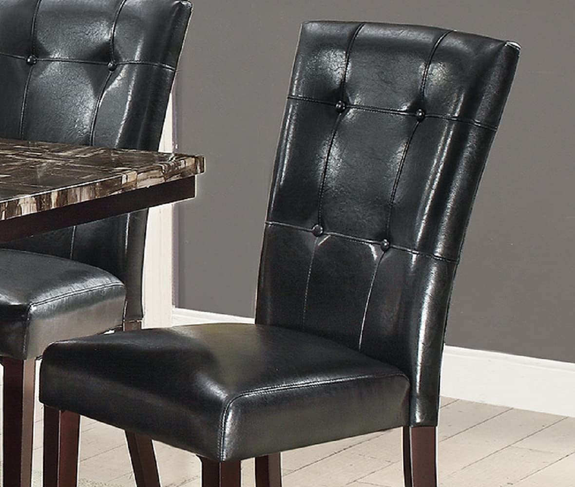 Set of 2 Black Faux Leather Tufted Dining Chairs H63497