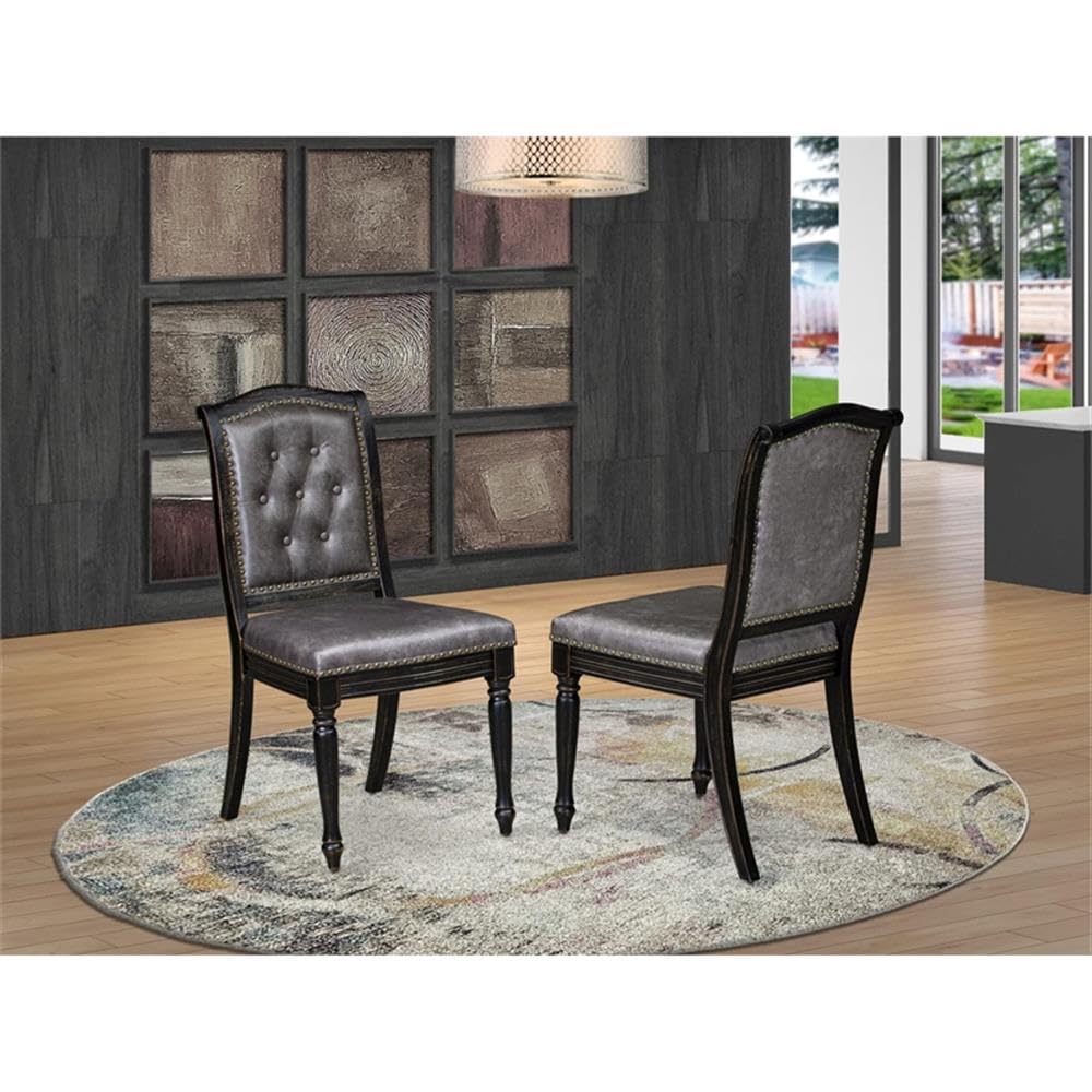 Black Acacia Wood Dining Chairs Set of 2 M344808