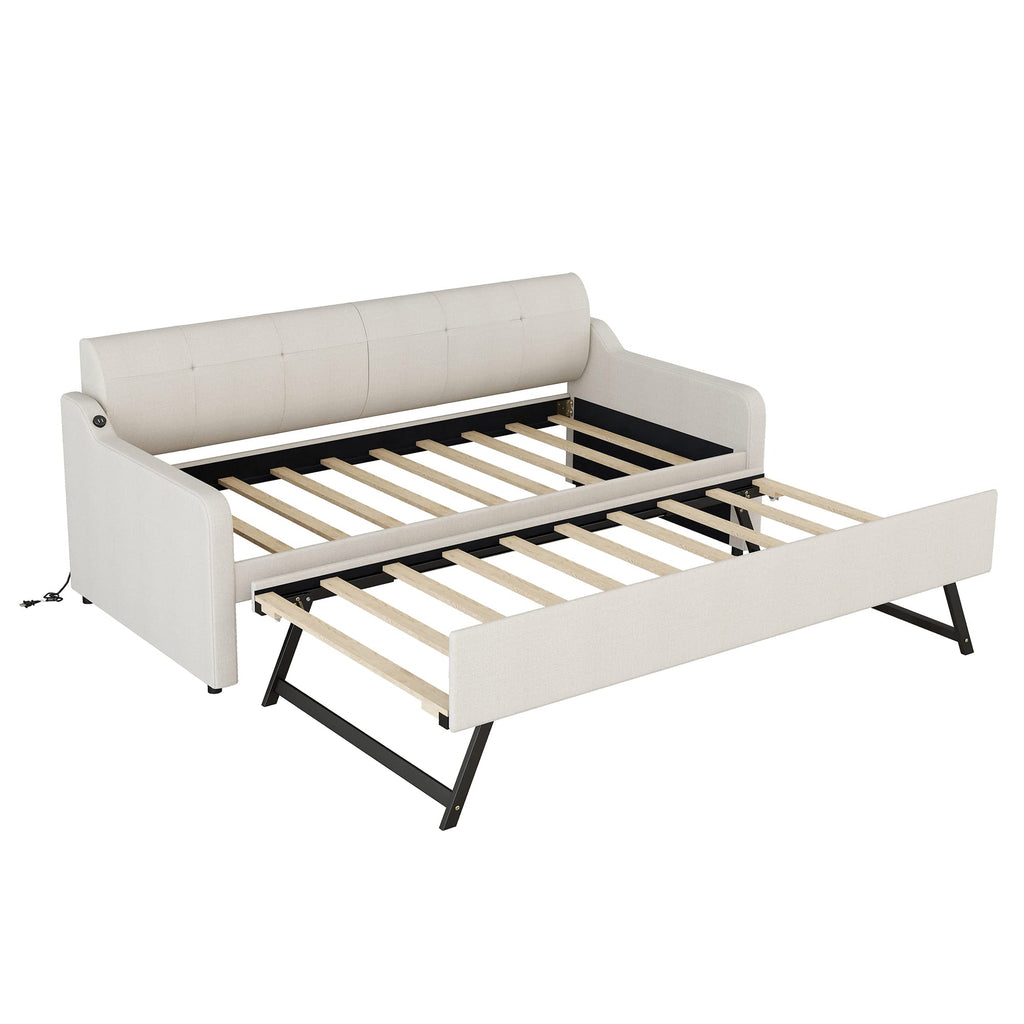 Twin Size Upholstered Daybed with Trundle H622