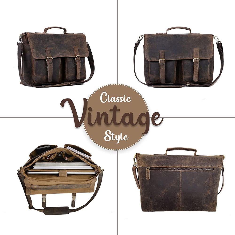 16 Inch Leather Laptop Messenger Bag L10534