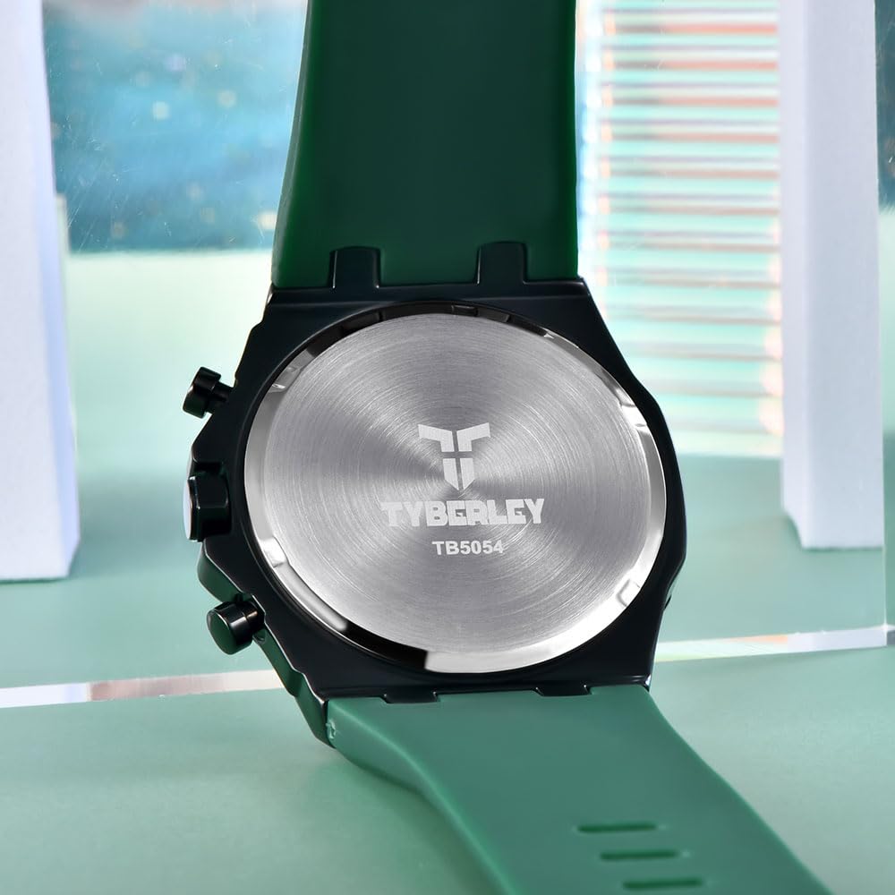 Men's Quartz Chronograph Watch 41MM Waterproof Rubber Strap Luminous F98419