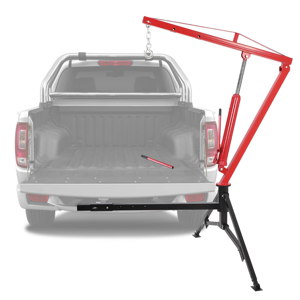 Hydraulic Pickup Truck Crane 360° Swivel 2-Inch Hitch Receiver 1000 Lbs Q658