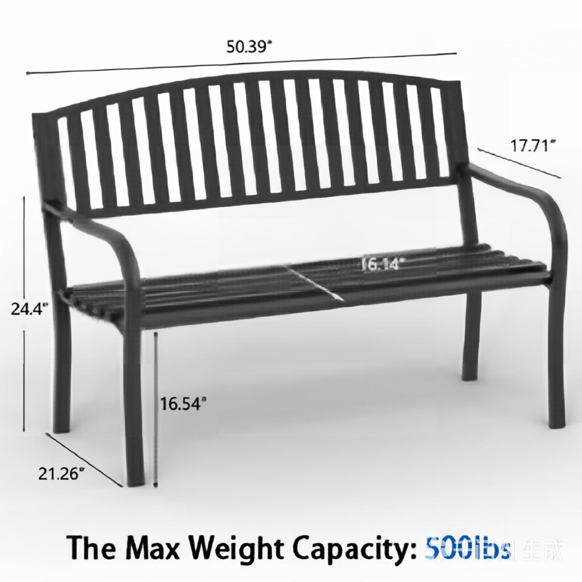 50'' Weatherproof Cast Iron Metal Outdoor Bench J85598