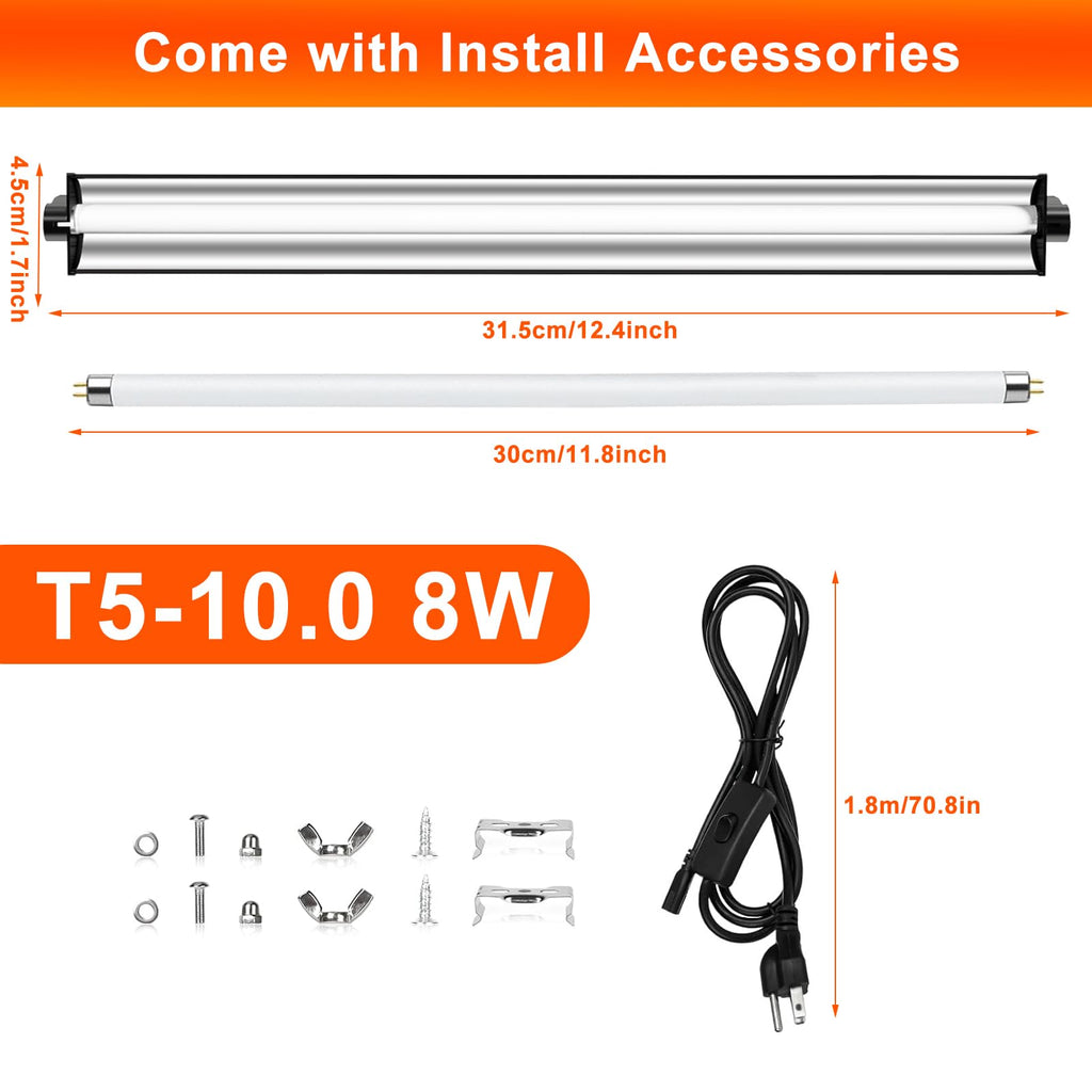 8W T5 10.0 UVB Reptile Light Fixture 12" S59446