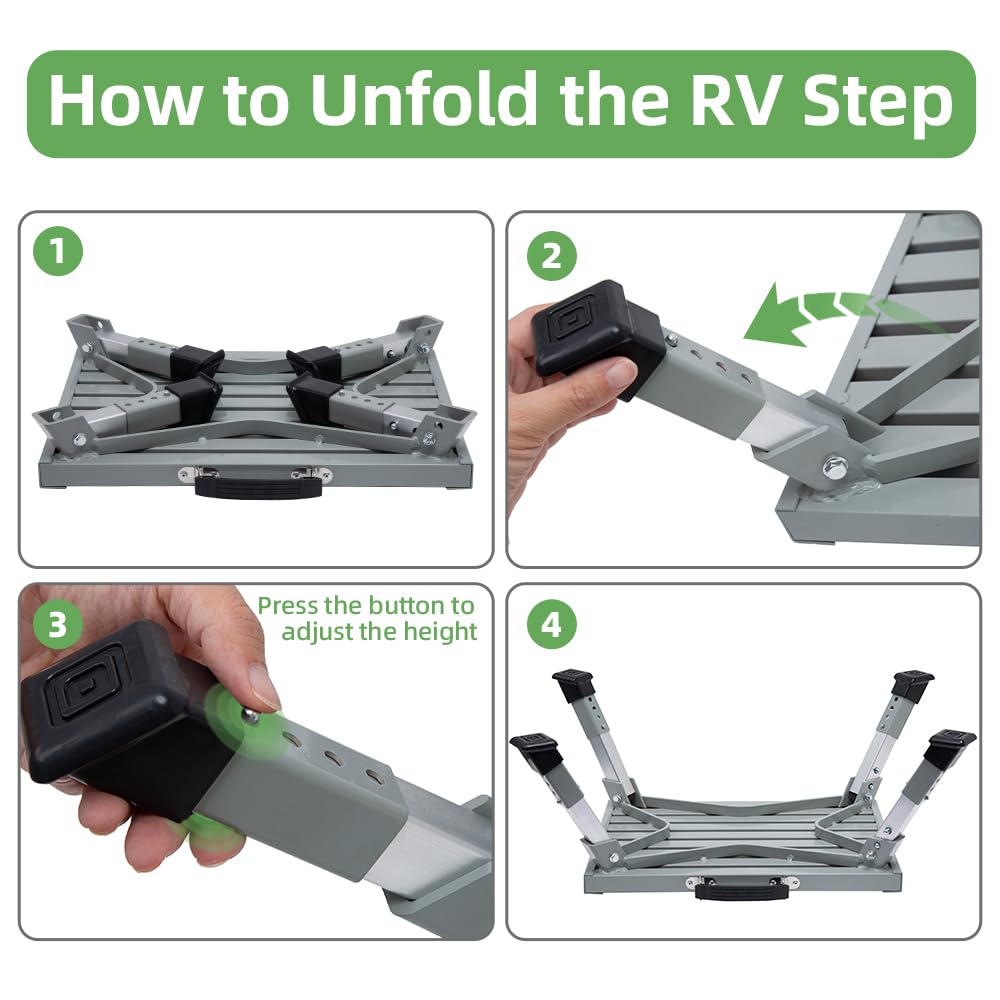 Adjustable Aluminum Folding Non-Slip RV Step Stool C462