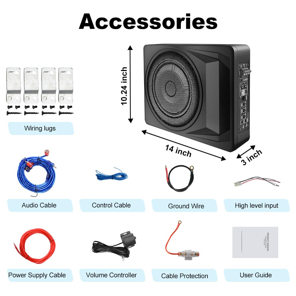 1200W 10 Inch Slim Under Seat Car Subwoofer E58662