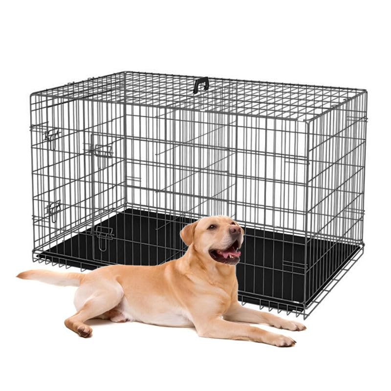 24-Inch Folding Metal Dog Crate with Removable Tray W2928