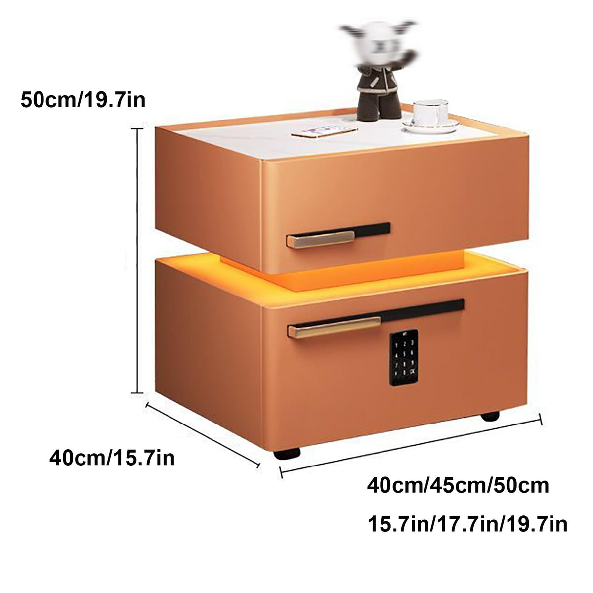 Light Gray Nightstand with Wireless Charging and Drawers B190428