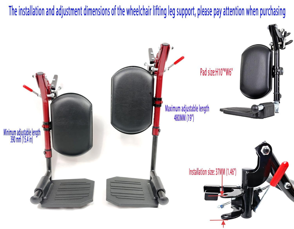 Red Wheelchair Elevating Leg Rests with Calf Pad K717418