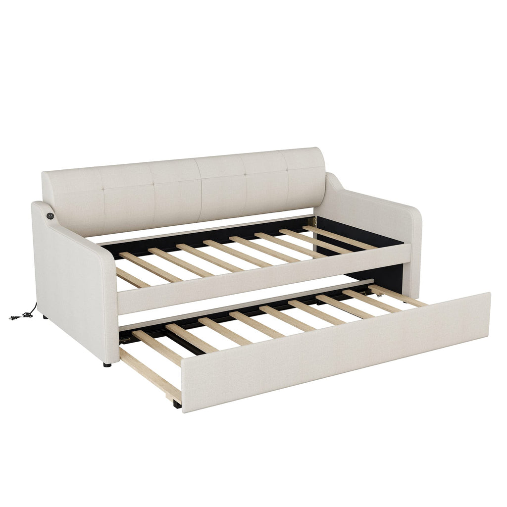 Twin Size Upholstered Daybed with Trundle H622