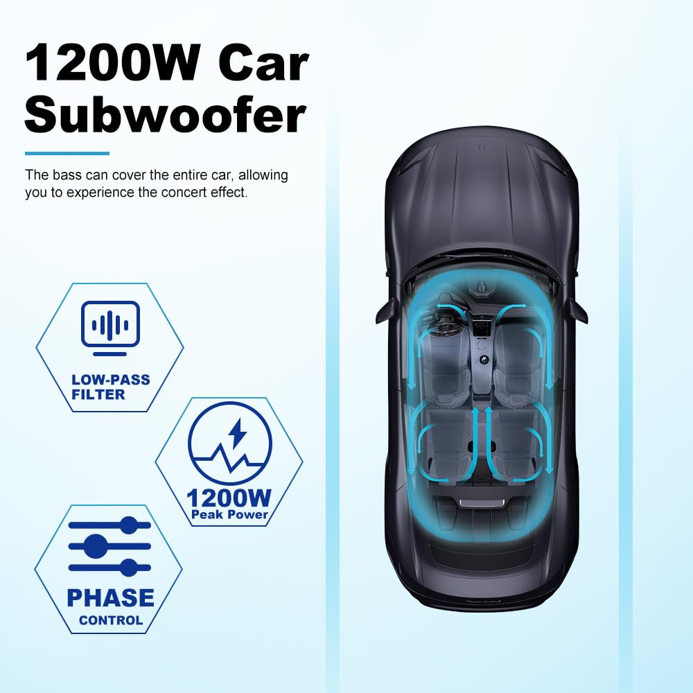 1200W 10 Inch Slim Under Seat Car Subwoofer E58662