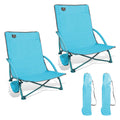 2 Pack Blue Low Beach Chair with Cup Holder and Carry Bag V6662