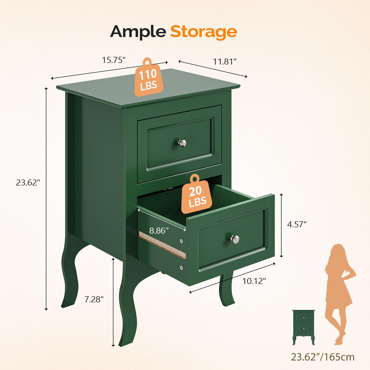 Green Nightstand Set of 2 Wood Z843874