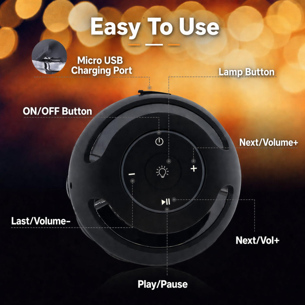 Black 2 Pack Waterproof Bluetooth Speaker with LED Torch Light B320379