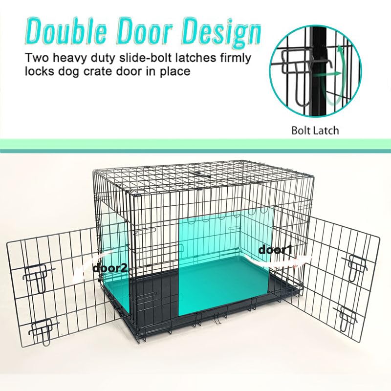 24-Inch Folding Metal Dog Crate with Removable Tray W2928