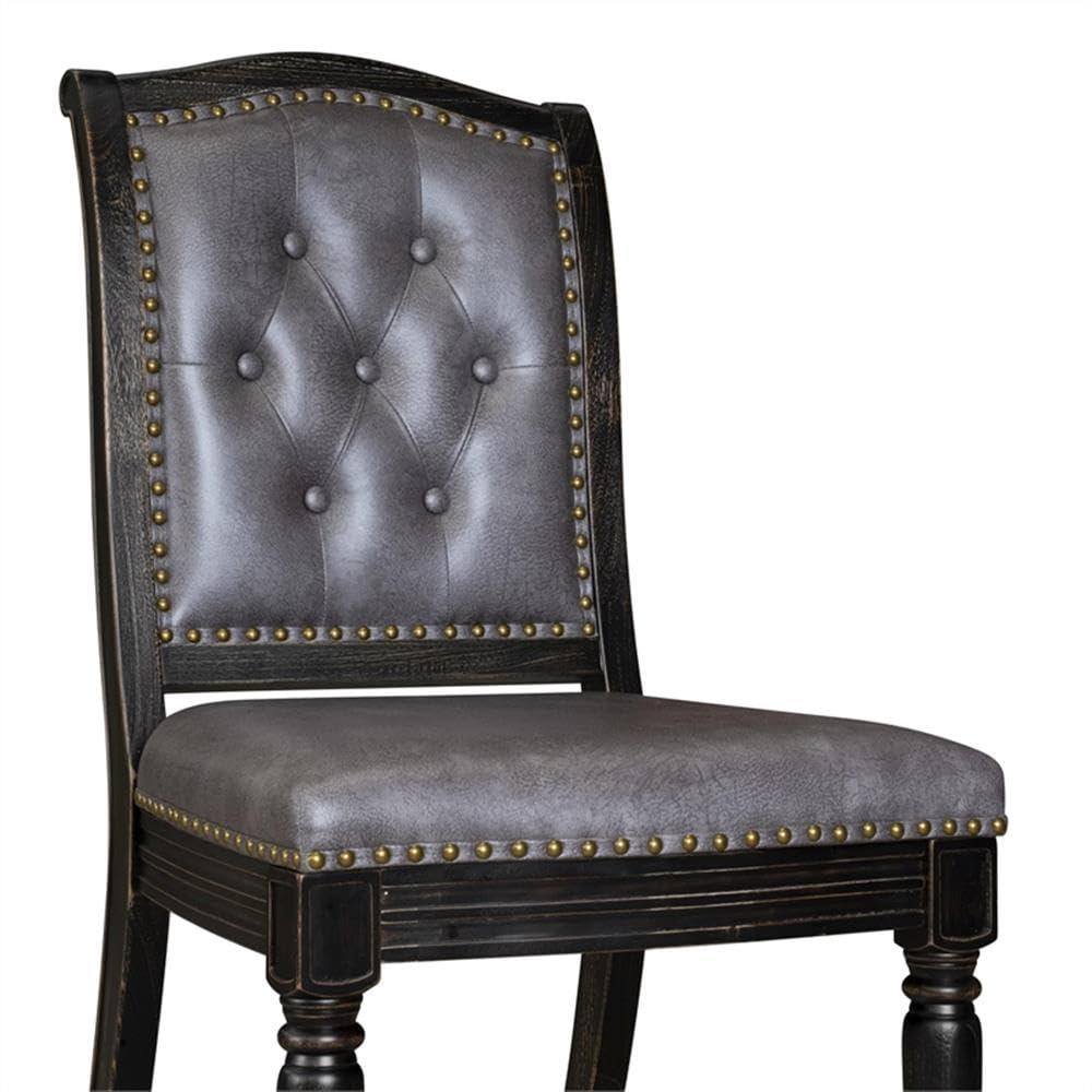 Black Acacia Wood Dining Chairs Set of 2 M344808