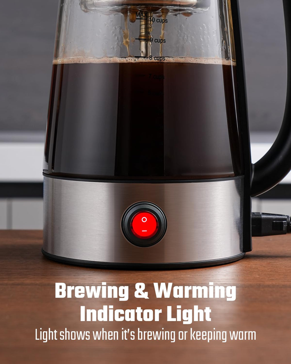 10-Cup Electric Percolator Coffee Pot with Borosilicate Carafe Q1588