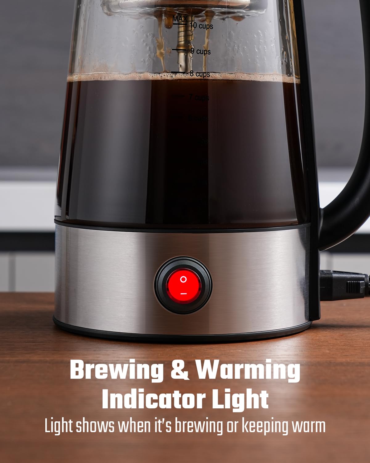 10-Cup Electric Percolator Coffee Pot with Borosilicate Carafe Q1588