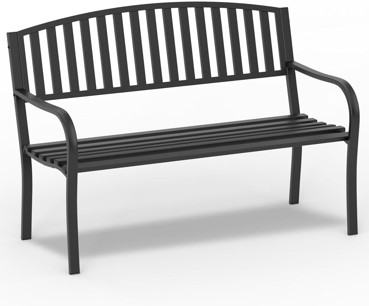50'' Weatherproof Cast Iron Metal Outdoor Bench J85598