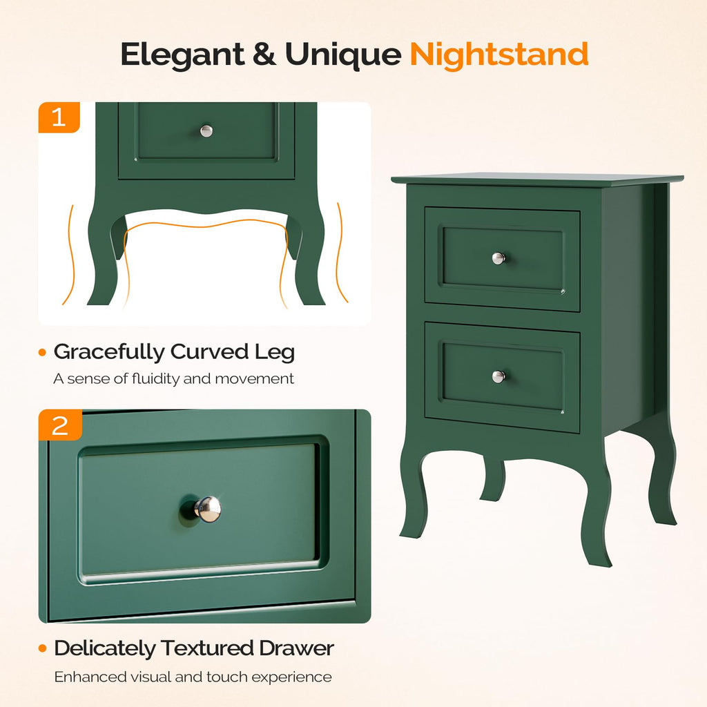 Green Nightstand Set of 2 Wood Z843874