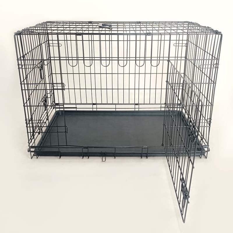 24-Inch Folding Metal Dog Crate with Removable Tray W2928