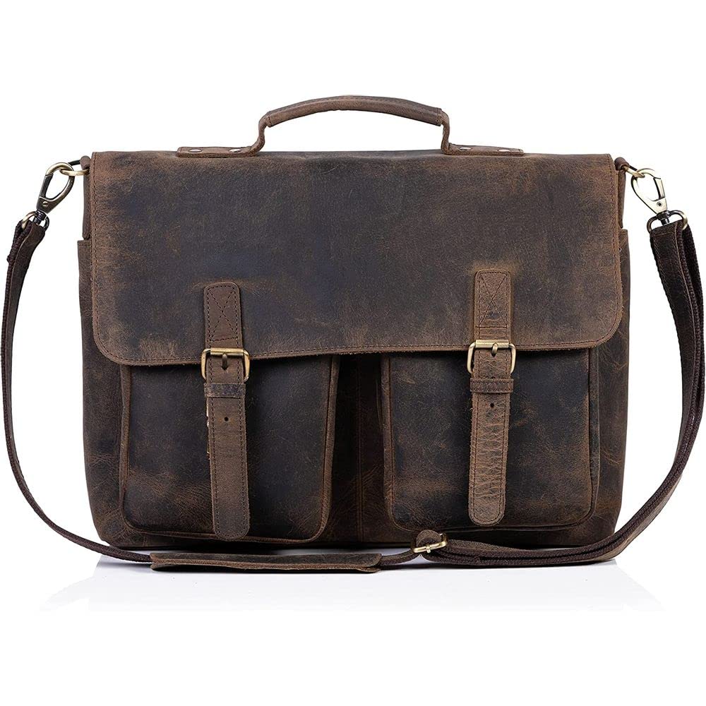 16 Inch Leather Laptop Messenger Bag L10534