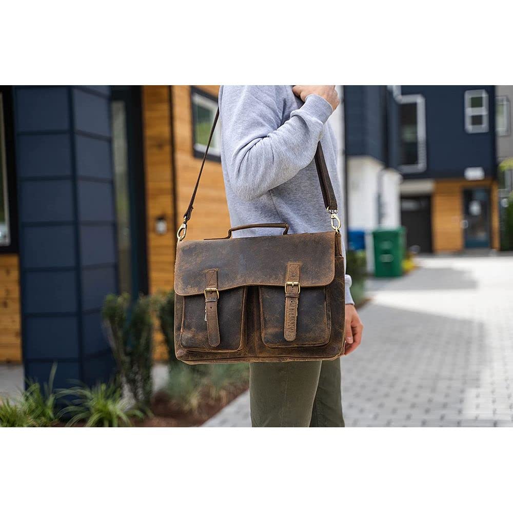 16 Inch Leather Laptop Messenger Bag L10534