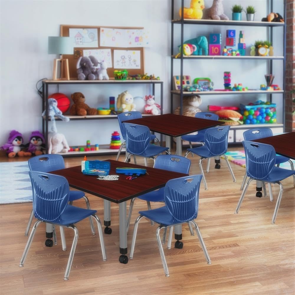 Square Mobile Table & 4 Stack Chairs P810892