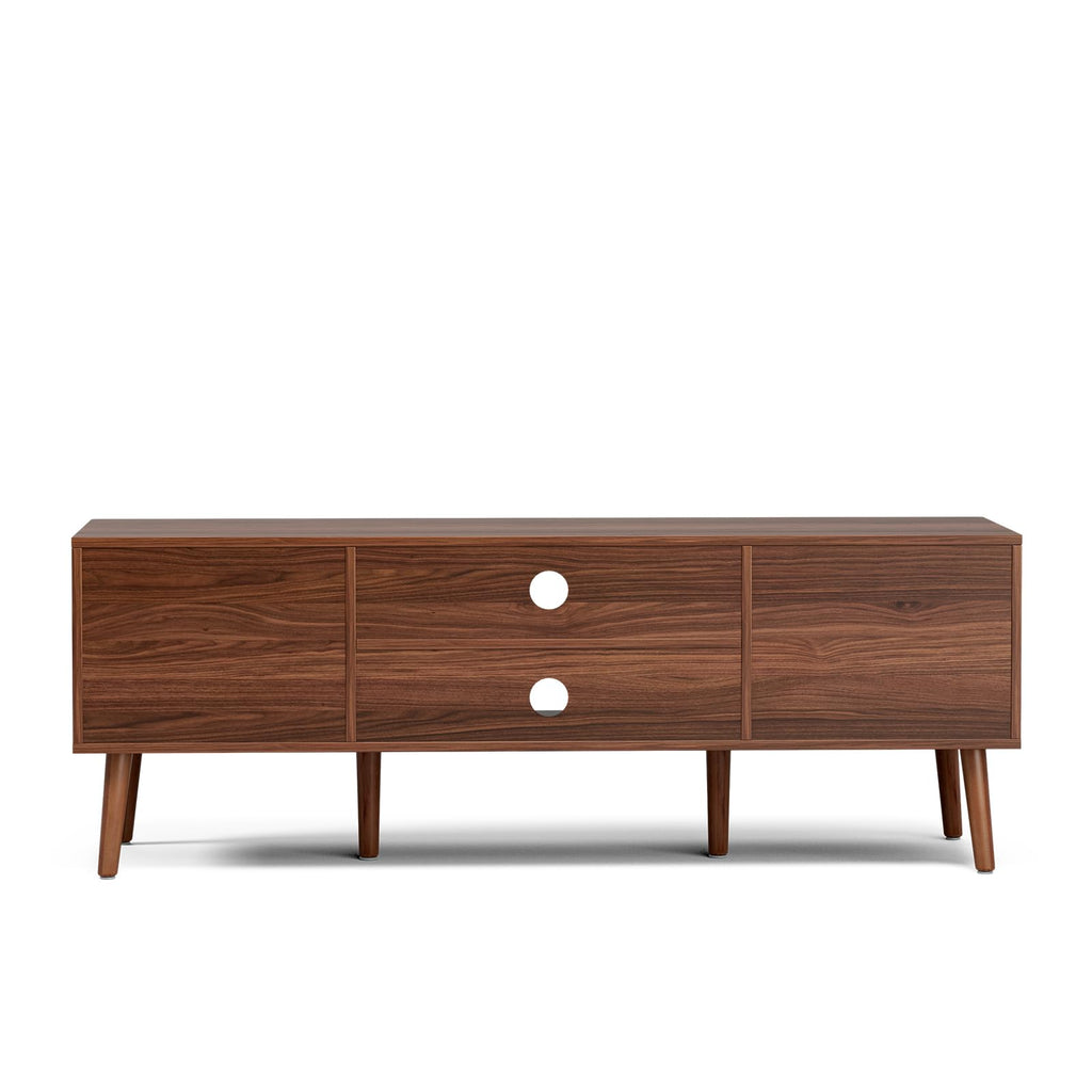 Walnut TV Stand with Fluted Doors D9174