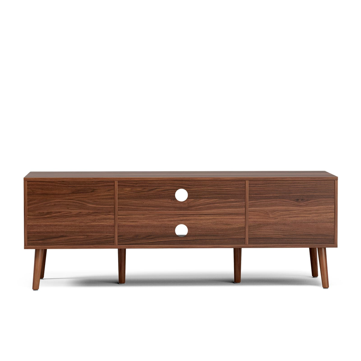 Walnut TV Stand with Fluted Doors D9174