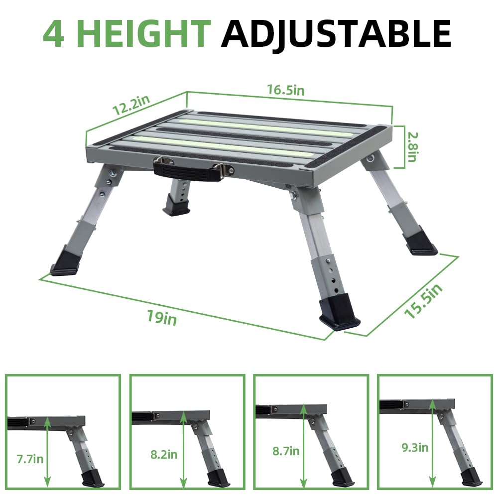 Adjustable Aluminum Folding Non-Slip RV Step Stool C462