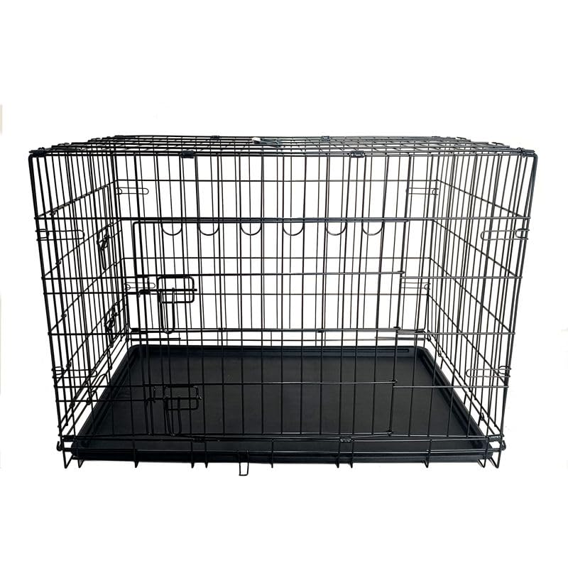 24-Inch Folding Metal Dog Crate with Removable Tray W2928