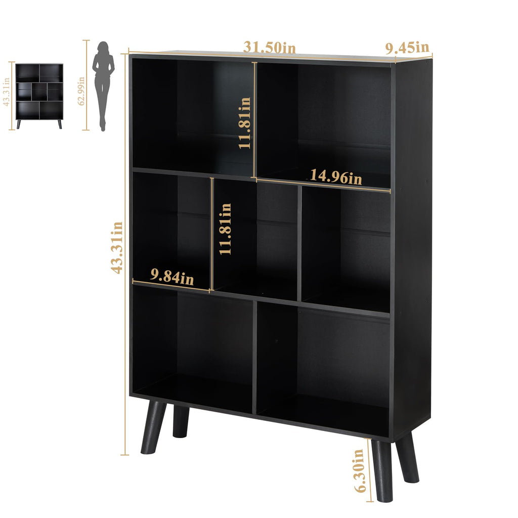 Black 3 Tier Wood Bookshelf Q16667